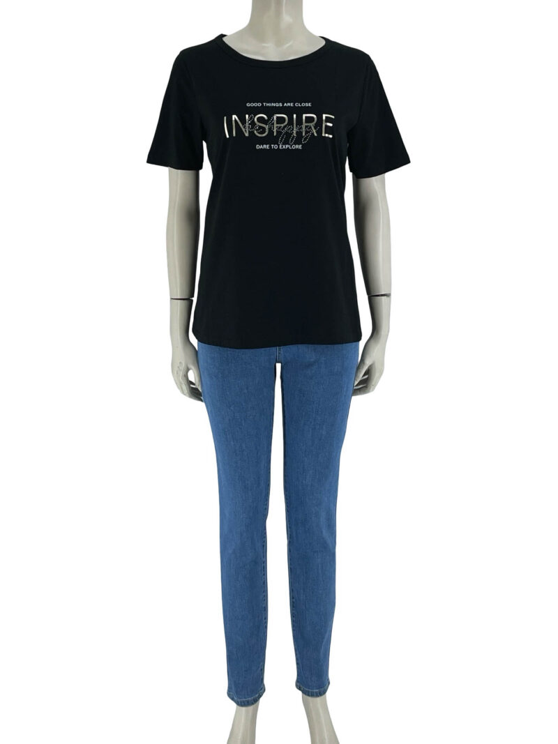 Μπλούζα γυναικεία βαμβακερή με τύπωμα-μαύρο