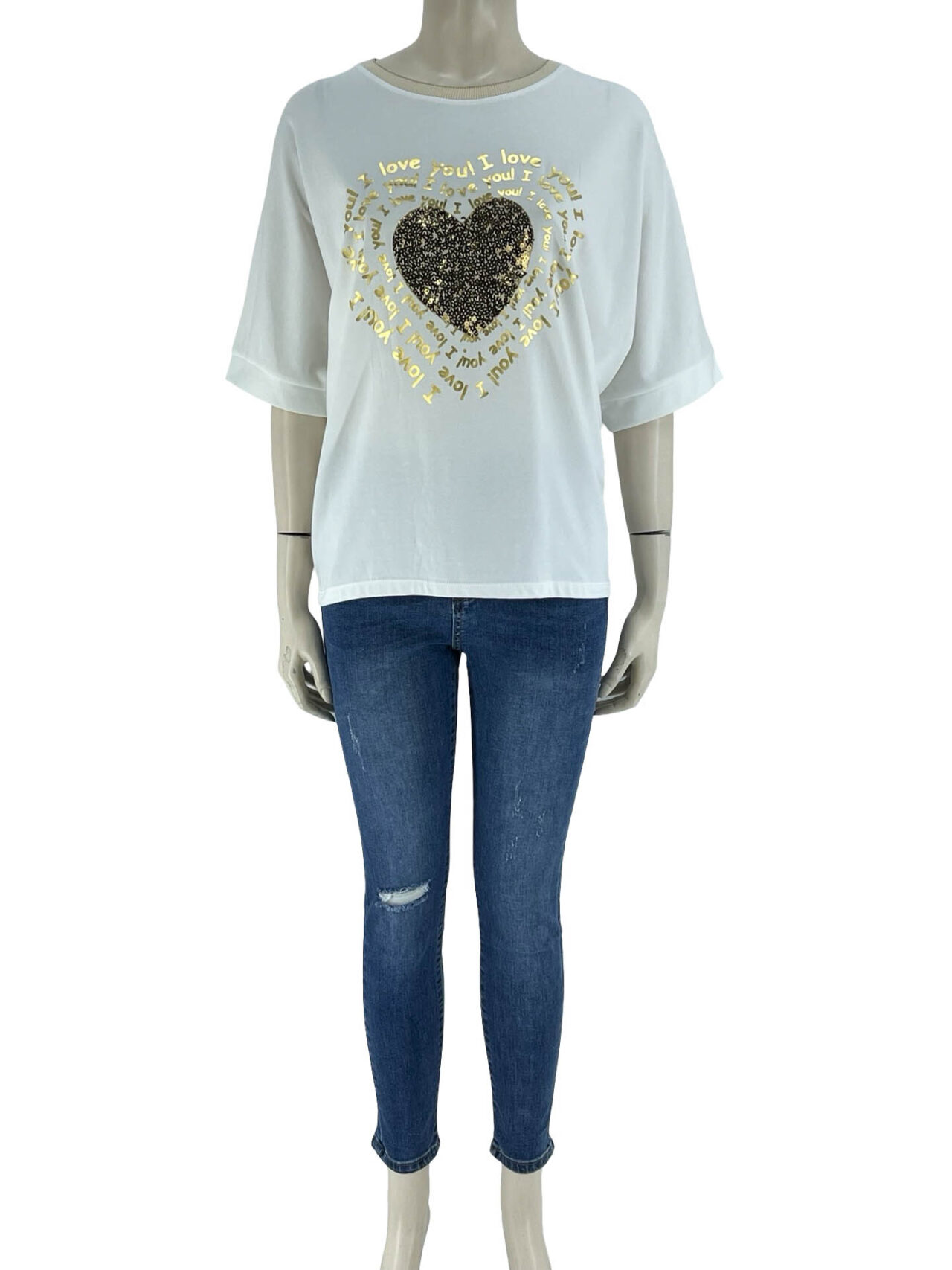 Μπλούζα oversized με χρυσές παγιέτες στάμπα