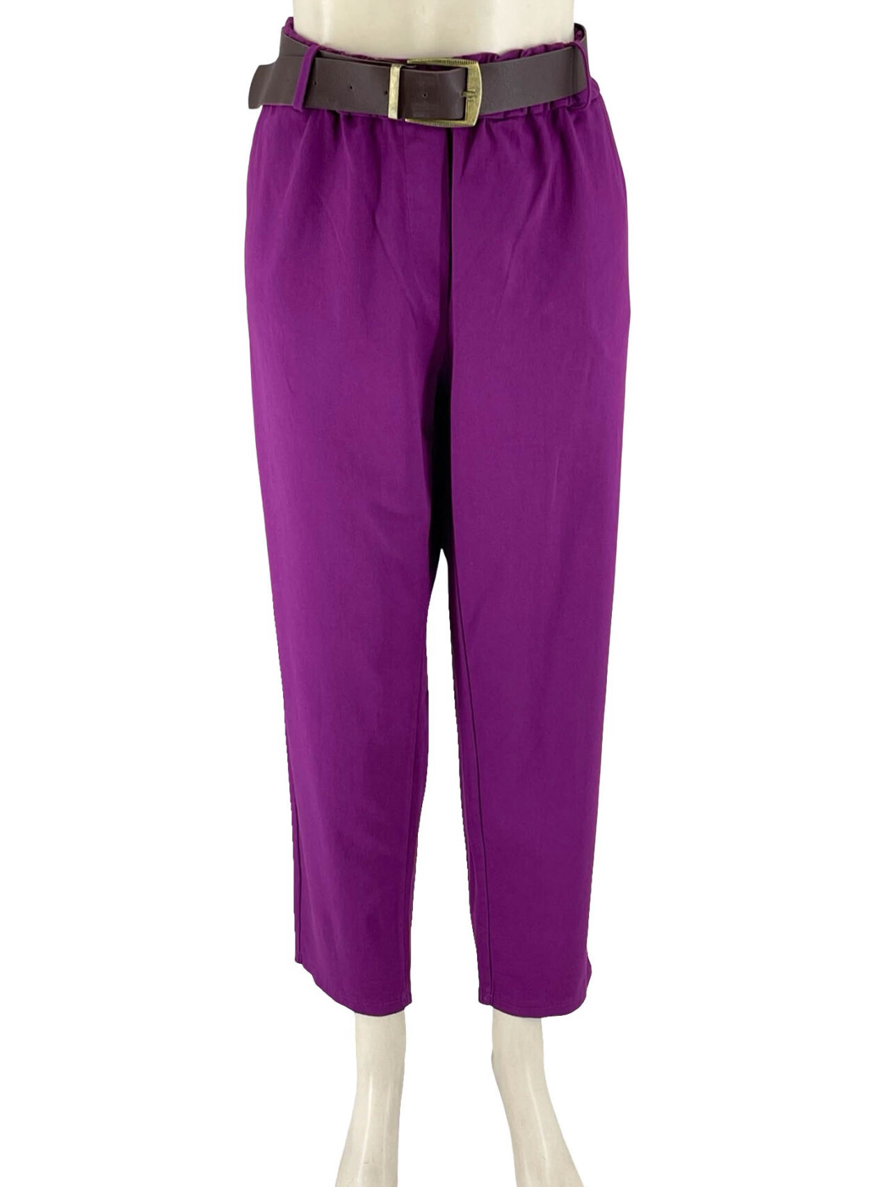 Παντελόνι καπαρντίνα με λάστιχο στη μέση-ματζέντα