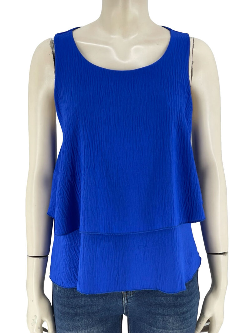 Μπλούζα αμάνικη μονόχρωμη με βολάν-ρουά