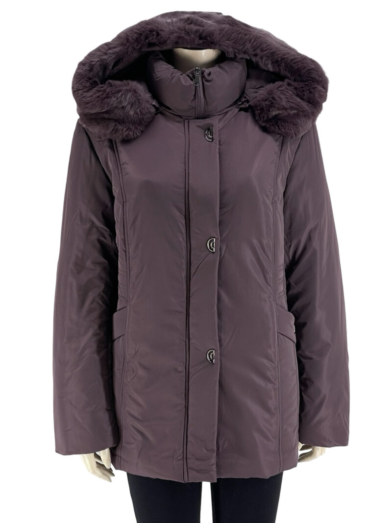 Μπουφάν γυναικείο μονόχρωμο Big Size κωδ. VO190 - μωβ