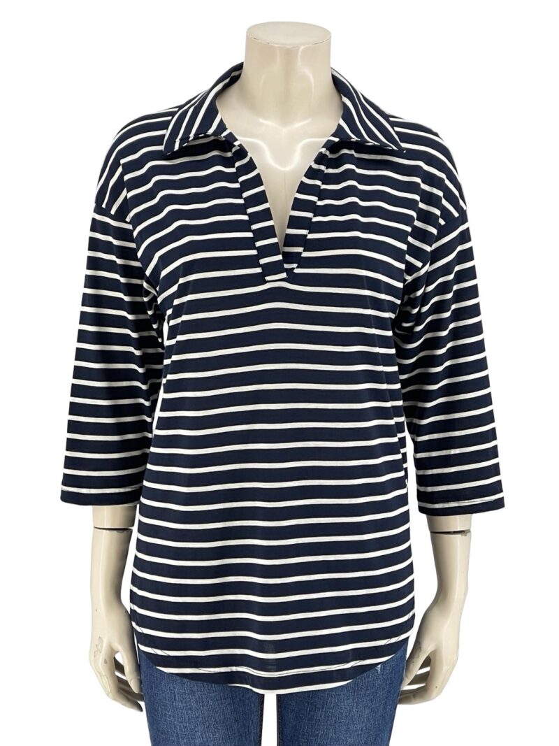 Μπλούζα ριγέ με γιακά και ημίκοντο μανίκι κωδ. MB2046