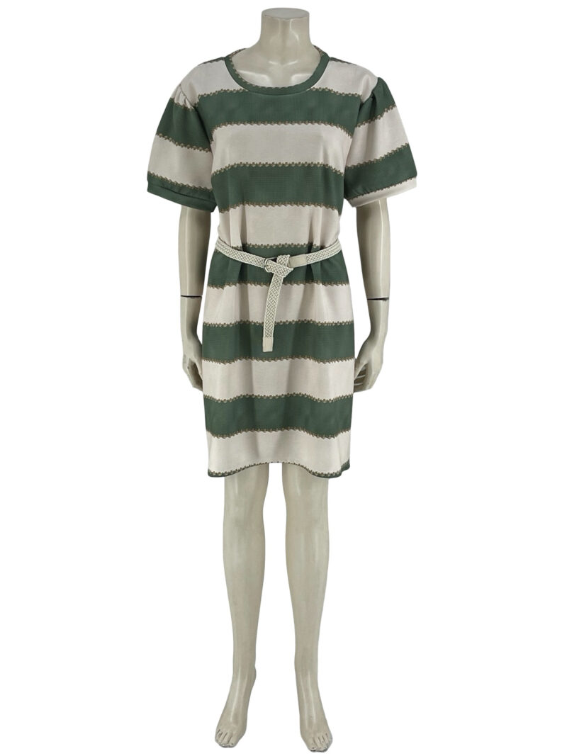 Φόρεμα γυναικείο ασύμμετρο με κοντό μανίκι και ζώνη κωδ. 13818