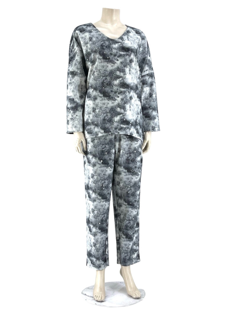 Σετ μπλούζα-παντελόνι εμπριμέ με lurex κωδ. 17230