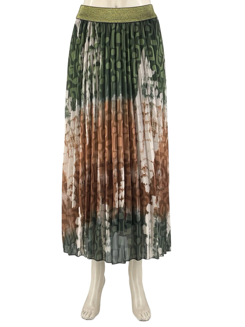 Φούστα πλισέ εμπριμέ με λάστιχο lurex κωδ. 58089