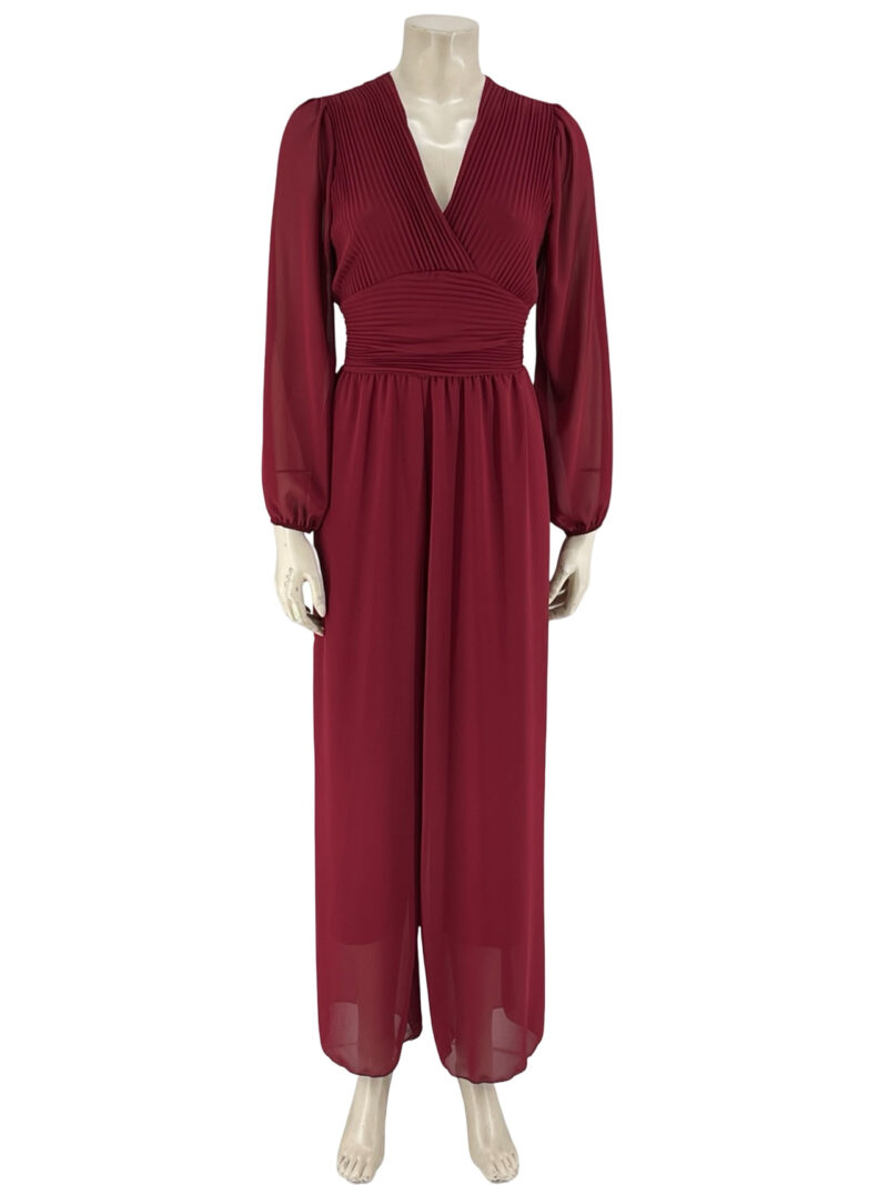 Ολόσωμη φόρμα μονόχρωμη κρουαζέ με άνοιγμα στη πλάτη κωδ. 73490