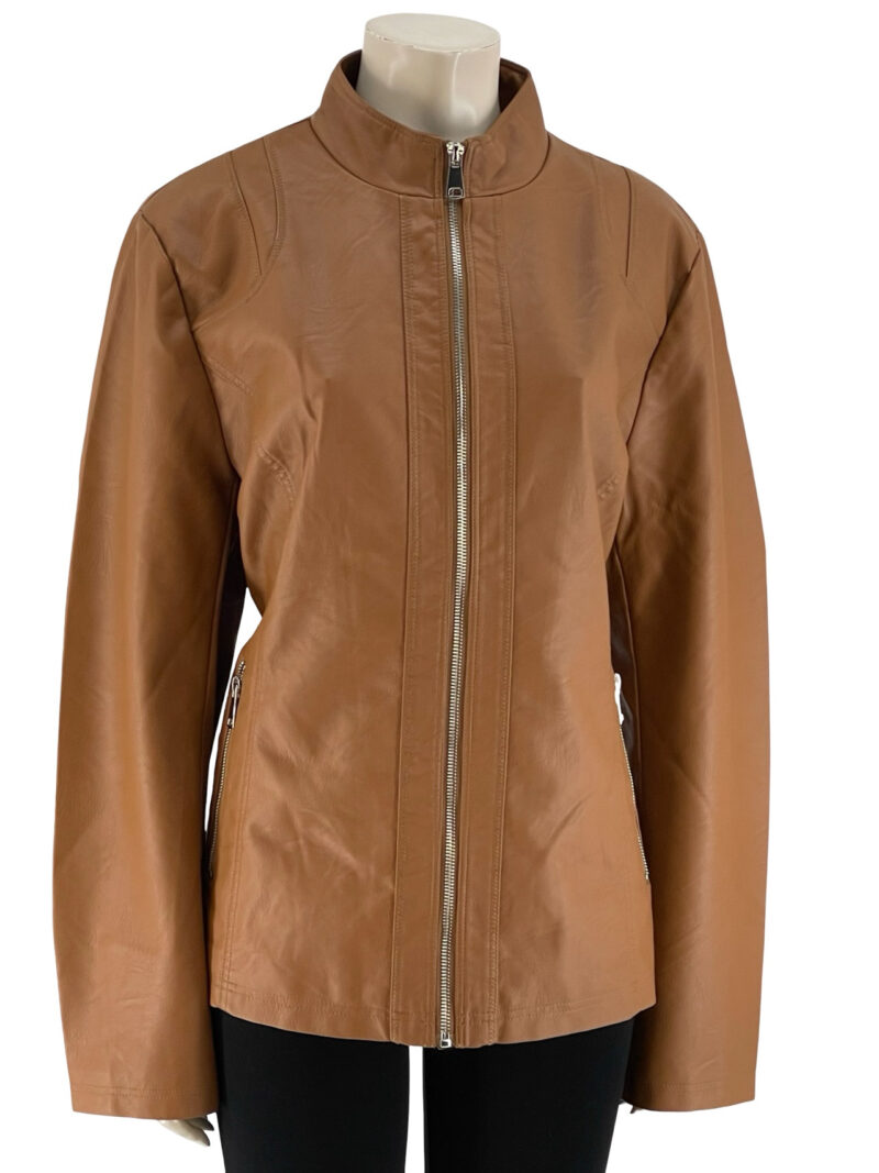 Μπουφάν δερματίνη μεσάτο με μάο γιακά κωδ. A2807