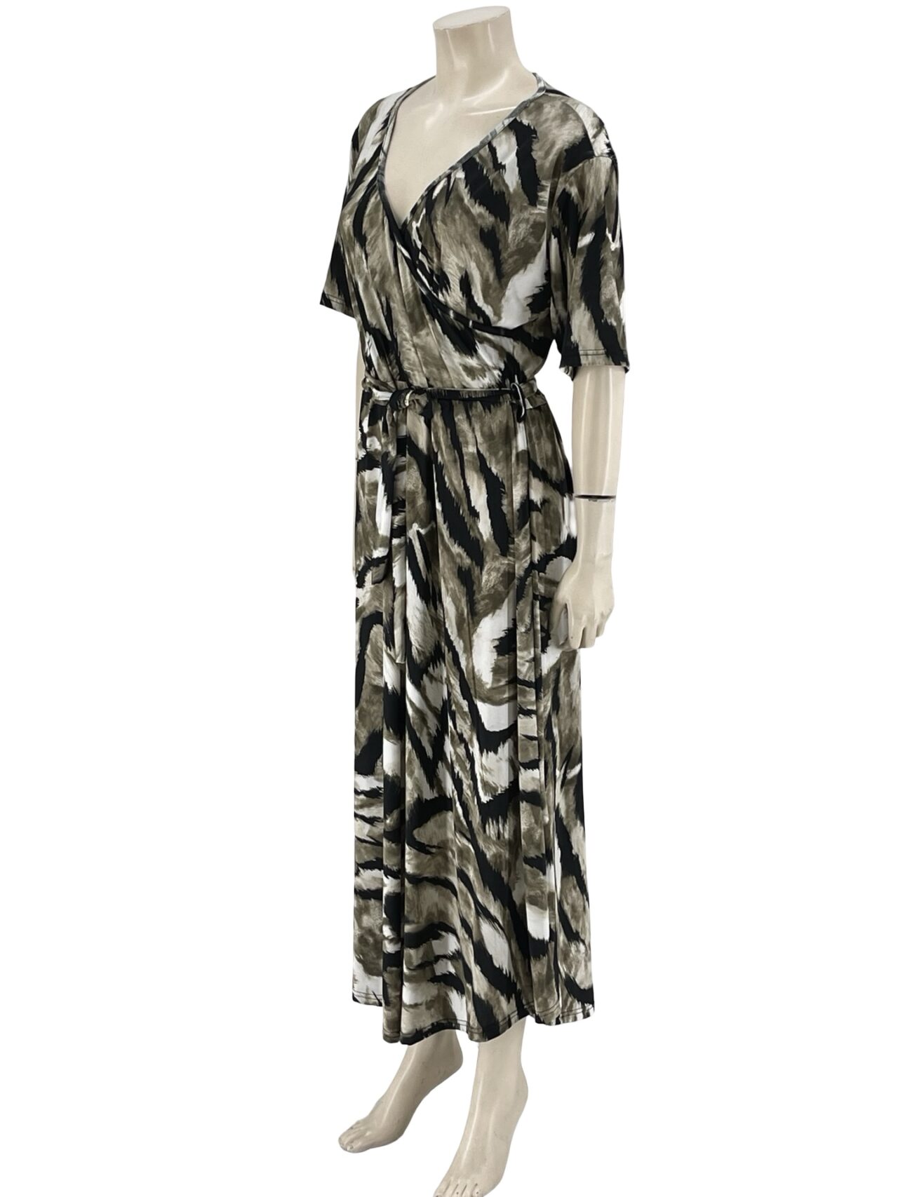 Φόρεμα animal print κρουαζέ με ζώνη κωδ.801818