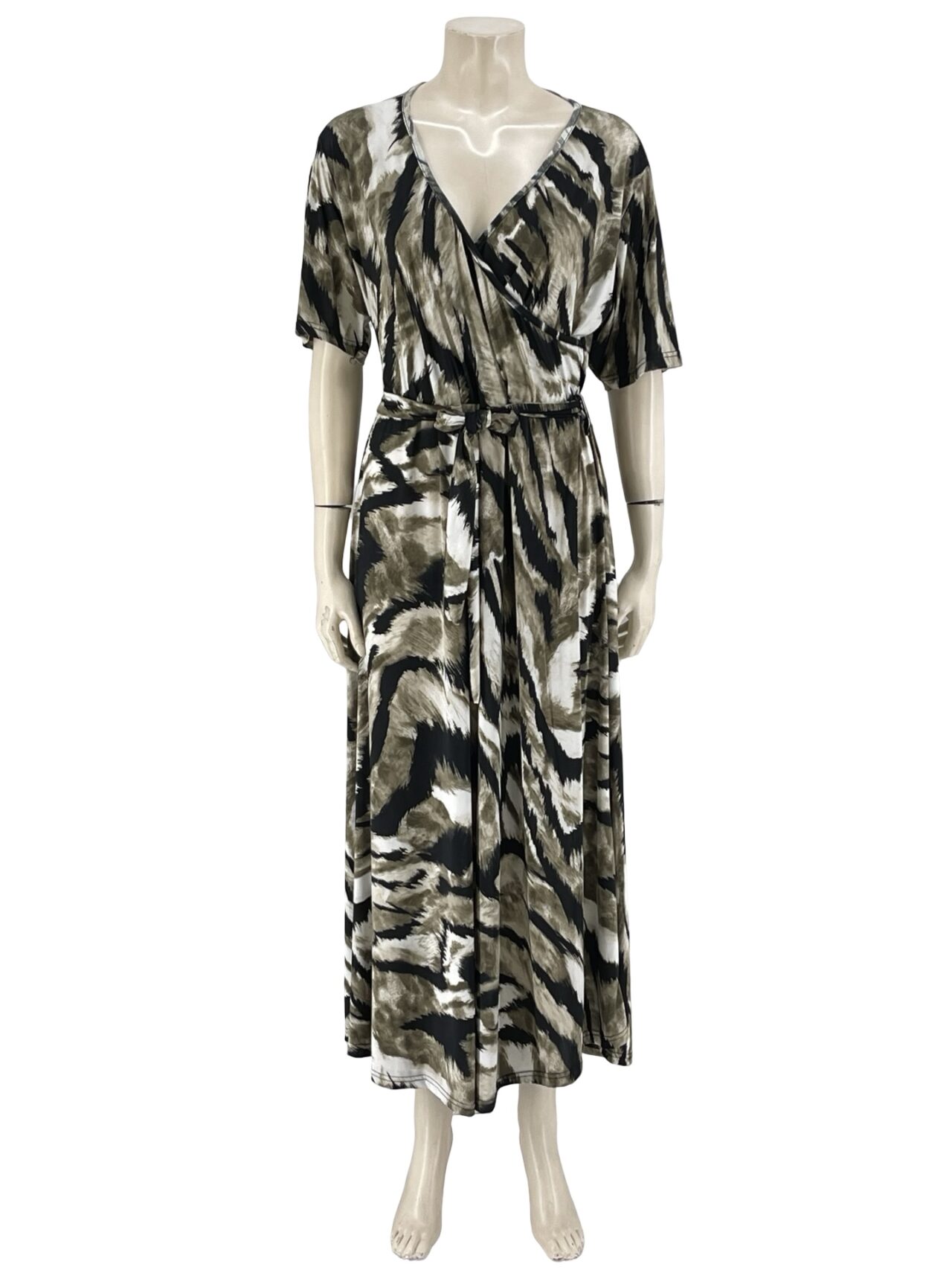 Φόρεμα animal print κρουαζέ με ζώνη κωδ.801818