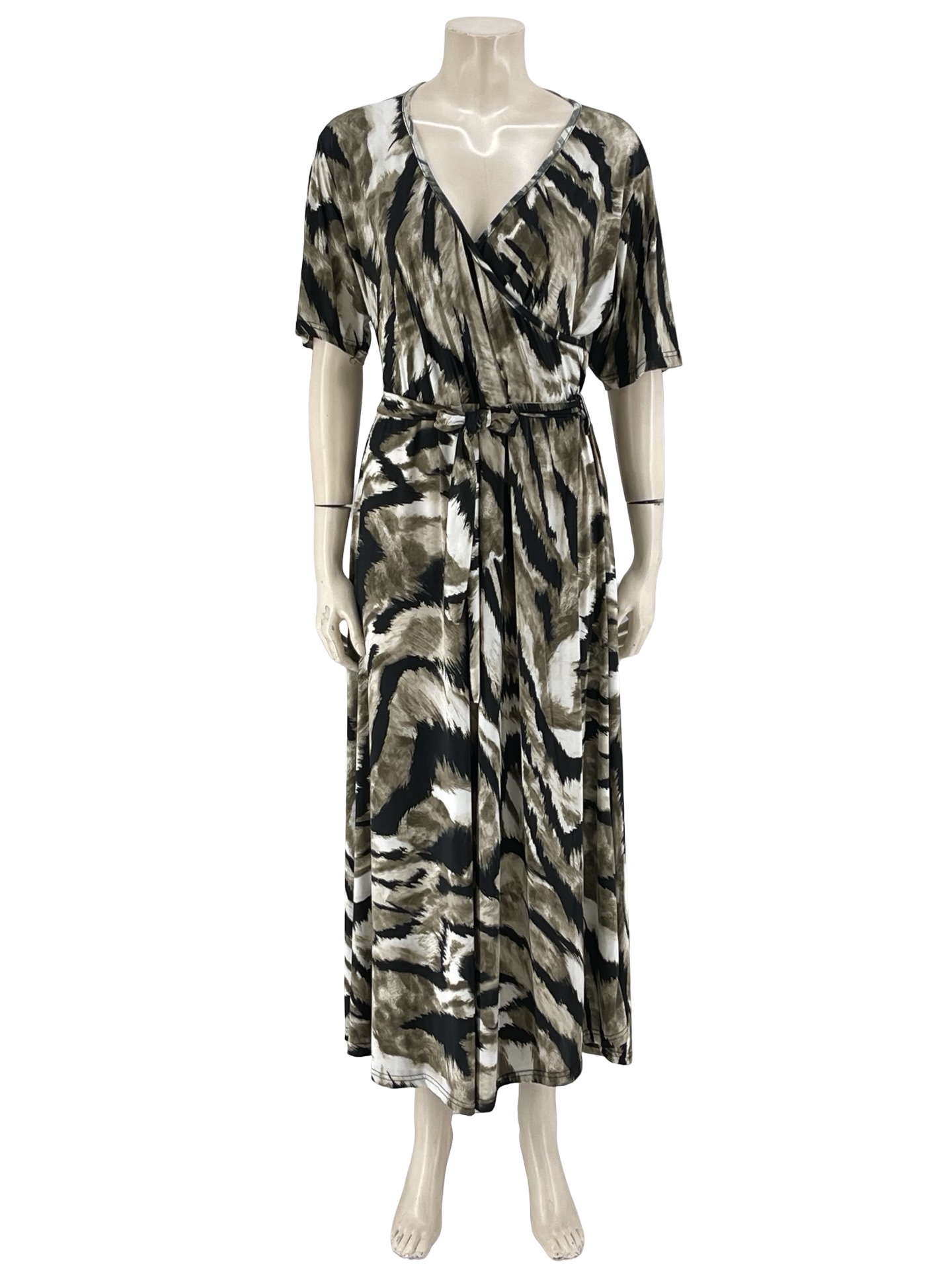 Φόρεμα animal print κρουαζέ με ζώνη κωδ.801818