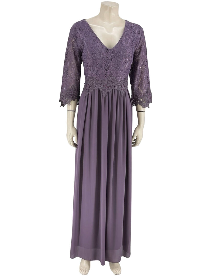Φόρεμα αμπιγιέ maxi με δαντέλα κωδ. 63500(Μωβ)