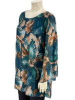 Μπλούζα γυναικεία ζορζέτα εμπριμέ oversize κωδ. 30169(Πετρόλ)
