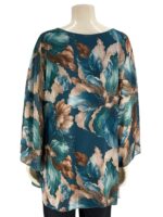 Μπλούζα γυναικεία ζορζέτα εμπριμέ oversize κωδ. 30169(Πετρόλ)