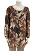 Μπλούζα γυναικεία ζορζέτα εμπριμέ oversize κωδ. 30169(Καφέ)