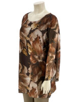 Μπλούζα γυναικεία ζορζέτα εμπριμέ oversize κωδ. 30169(Καφέ)