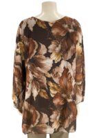 Μπλούζα γυναικεία ζορζέτα εμπριμέ oversize κωδ. 30169(Καφέ)