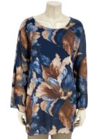 Μπλούζα γυναικεία ζορζέτα εμπριμέ oversize κωδ. 30169(Μπλε)