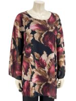 Μπλούζα γυναικεία ζορζέτα εμπριμέ oversize κωδ. 30169(Μαύρο)