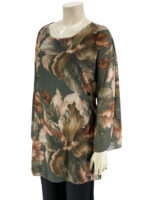 Μπλούζα γυναικεία ζορζέτα εμπριμέ oversize κωδ. 30169(Χακί)